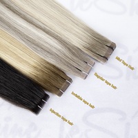 Extensions de cheveux naturels russes blond platine double drawn européens, qualité supérieure, Remy, à bandes adhésives