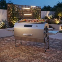 Barbecue extérieur pour rôtir un cochon entier, portable, au gaz GPL et au charbon de bois, avec tournebroche et hauteur réglable