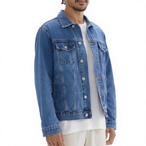 Veste en jean classique pour homme, col mandarin décontracté, respirante, coupe régulière, pour l'hiver, 100% coton, bleu délavé - Product Image 3