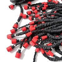 Manguera de Jardín Mágica Negra y Roja de 50 Pies, Económica, con Boquilla de 7 Funciones, Cubierta de Tela Flexible, Expansión 3X