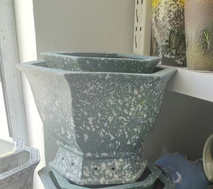 Vaso di fiori in ceramica con foro di drenaggio per piante <span class=keywords><strong>Bonsai</strong></span> fiore di Aloe decorazione per interni vaso di fiori blu e bianco - Product Image 6