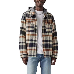 Veste doublée <span class=keywords><strong>Sherpa</strong></span> en coton écossais pour hommes avec capuche détachable double poches poitrine <span class=keywords><strong>surchemise</strong></span> matelassée pour vêtements de travail d'hiver - Product Image 5