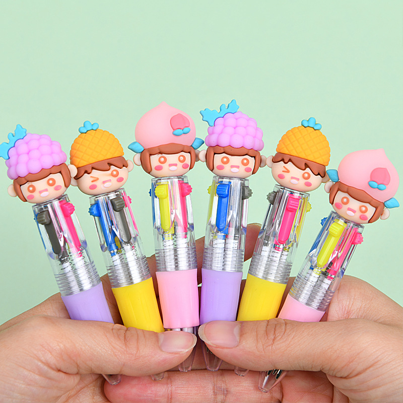 Type de balle 0,7-stylo à bille quatre couleurs [fille de chapeau de fruit]