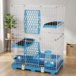 Cage à chat rétro grande taille 610-M2Y ACEPET avec plateau en fer et plastique, matériau respirant, fermeture à bouton, planche à sauter - Product Image 3