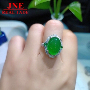 Anillos y Colgantes de <span class=keywords><strong>Jade</strong></span> Natural Tipo A, Anillo de <span class=keywords><strong>Jade</strong></span> Verde Intenso con Incrustaciones de <span class=keywords><strong>Oro</strong></span> de 18K para Mujer - Product Image 4