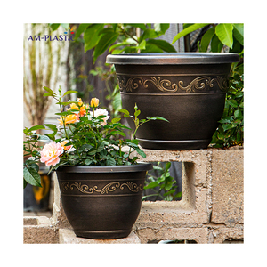 <span class=keywords><strong>Pot</strong></span> de fleurs et de plantes en plastique de style américain rond vintage pour la décoration de la maison et du jardin, pour une utilisation en extérieur - Product Image 1