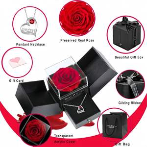 CLTF maman je t'aime <span class=keywords><strong>collier</strong></span> de boucles d'oreilles en forme de coeur <span class=keywords><strong>avec</strong></span> boîte à bijoux de fleur de savon noir à double porte cadeaux de fête des mères de mode - Product Image 2