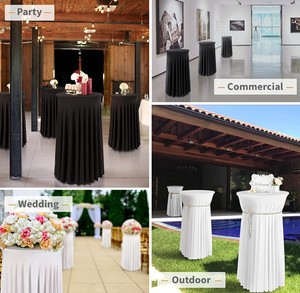 Jupe de table de Cocktail de couleur noire et blanche, couverture de table ronde élastique, hôtel de mariage, banquet en plein air, <span class=keywords><strong>nappe</strong></span> en spandex de 30 pouces - Product Image 2