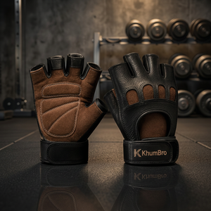Gants de musculation en cuir PU respirant KhumBro avec design anti-transpiration et fermeture rapide pour les athlètes professionnels, utilisation en salle de sport - Product Image 1
