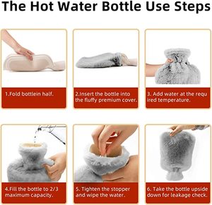 Sac de bouteille d'eau chaude 2l chauffé en caoutchouc bouteille d'eau chaude en peluche période sacs d'eau chaude douleurs bouteilles d'eau chaudes - Product Image 5