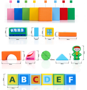 Blocs de construction <span class=keywords><strong>en</strong></span> <span class=keywords><strong>bois</strong></span> personnalisés pour enfants, 100 pièces, ferme et ville, jouets éducatifs empilables pour l'apprentissage des enfants - Product Image 5