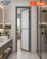 Super Septembre : Porte intérieure en verre minimaliste avec cadre en aluminium fin, porte battante pour salle de bain, finition hôtel, villa, école, expédition rapide
