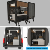 Kit de camping-car modulaire innovant et extensible complet, unités de camping-car escamotables, conception 2-en-1 cuisine et chambre à coucher à glissière