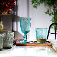 Gobelet en verre coloré vintage élégant pour la décoration de table de mariage, verre à vin en relief, verrerie de luxe pour la salle à manger