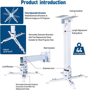 <span class=keywords><strong>Support</strong></span> de projecteur <span class=keywords><strong>support</strong></span> en métal universel Kit de montage de projecteur <span class=keywords><strong>support</strong></span> de montage mural au <span class=keywords><strong>plafond</strong></span> rétractable 43-65 cm <span class=keywords><strong>pour</strong></span> projecteur - Product Image 3