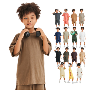 T-shirt Brouillard Terre 19 Couleur <span class=keywords><strong>Série</strong></span> 230gsm 100% Coton pour Enfants Épaule Drop Impression Numérique Manches Courtes Tous Âges Surdimensionnés T-shirts - Product Image 3