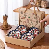 YCB-217 Superbe Nouvelle Collection – Ensemble de 6 Bols en Porcelaine Style Japonais pour la Maison, Coffret Cadeau, Vaisselle en Céramique