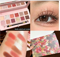 Palette de fards à paupières 12 teintes Begonia Oil Painting, rose brun mat, scintillant, paillettes fines, faible saturation, palette de maquillage terreux rose