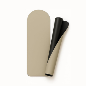 Viên nang hình dạng nonslip đầy đủ tùy chỉnh rắn màu logo in Vegan Matte PU cao su hình bầu dục đường cong màu be kem PU Yoga <span class=keywords><strong>Mat</strong></span> 6mm - Product Image 1