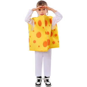 Disfraz de queso para niños, traje de cosplay de Halloween, amarillo con lunares naranjas, para fiestas infantiles - Product Image 5