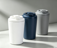 Mug de voyage isotherme à double paroi avec logo personnalisé, intérieur en acier inoxydable SUS304, couvercle rabattable, gobelet à café pour voiture