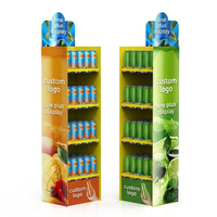 Support de présentation au sol en carton créatif pour boissons, étagère en carton ondulé personnalisée pour la promotion de bouteilles en supermarché