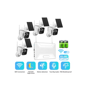 Kit de caméra de sécurité sans fil 4CH 4MP avec détection de mouvement couleur, vision nocturne, batterie solaire, caméra bullet PIR, réseau Wifi, NVR CCTV - Product Image 1