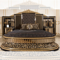Cadre de lit extra large de luxe, style turc classique, écran de lit large, sculpture sur bois précieux, cadre de lit California King