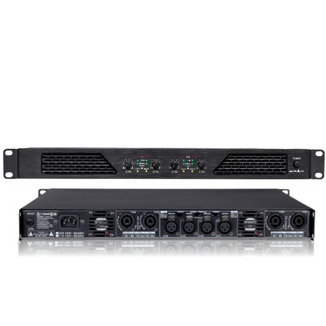 Professional 1U Power Amplifier with 4 Channels * 300W, Rear Panel with Balanced XLR and SPEAKON Outputs
