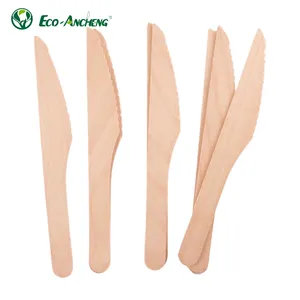 Vente en gros Couverts en bois biodégradables pour voyage Jetables 100pcs en bois de bouleau Cuillère Couteau Fourchette Ensemble Fabricants fabriqués