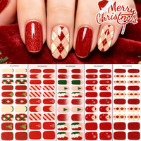 Bandes de gel semi-durcies non toxiques OEM personnalisées, 20 embouts, motifs Noël Père Noël Flocon de neige Paillettes rouges, pour la vente en gros