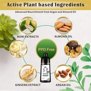 バイオ染毛シャンプー400ml PPD無含有含有人参エキスインスタントダイグレー髪からブラックカラーパーマネント - Product Image 2