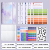 Classeur pas cher PU cuir cadeau 6 anneaux feuilles mobiles bande élastique Journal cahier carte à collectionner argent portefeuille planificateur A6 Budget classeur
