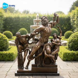 Sculpture de bronze antique grandeur nature de Laocoon et son fils, art et objets de collection - Product Image 1