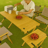 Moderner Klappbarer Tragbarer Outdoor-Esstisch mit Verstellbaren Beinen Edelstahlrahmen Langlebiges Design für Garten & Park