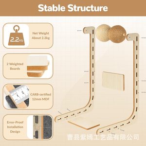 Wooden Upright Cat Scratching <b>Post</b> 28.4 In Height Sisal Material Durable <b>Scratch</b> Board For Cats - Product Image 4