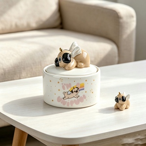 Adorable Flying <strong>Pug</strong> Unicorn Design Ceramic <strong>Mug</strong> with Mini <strong>Pug</strong> Figurine Creative Animal Print Coffee Tea Cup for Collectors - Product Image 6