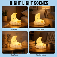 Veilleuse LED personnalisée en vinyle ABS, motif lune et nuage, avec base, lumière douce et chaude pour la décoration de chambre