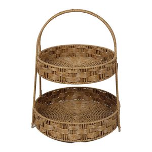 European-style rattan shower tabletop storage rack, snack <b>basket</b>, woven fruit and <b>bread</b> display rack - Product Image 2
