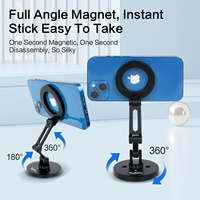Penyangga Ponsel Magnetik Lipat, 360 °   Penyangga Ponsel Aluminium yang Dapat Disesuaikan dengan Lubang Sekrup Tripod 1/4"