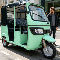 Tuk Tuk Eléctrico Semiabierto para Pasajeros, Control de Modo Dual, Triciclo Multipasajeros para Transporte Público Urbano y Turismo
