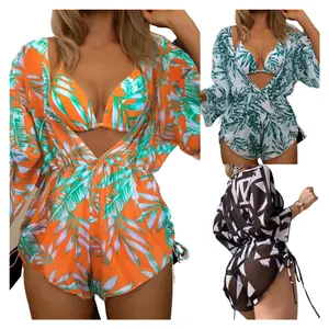 new european and american triangle micro bikini beachwear women beach wear cover up 3 piece set swimwear swimming suit bikini