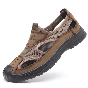 Zuecos de malla de verano para hombre, zapatos informales transpirables sin cordones para conducir al aire libre, negro, gris, marrón, talla 40, 41, 42, 43, 44, 45 - Product Image 4