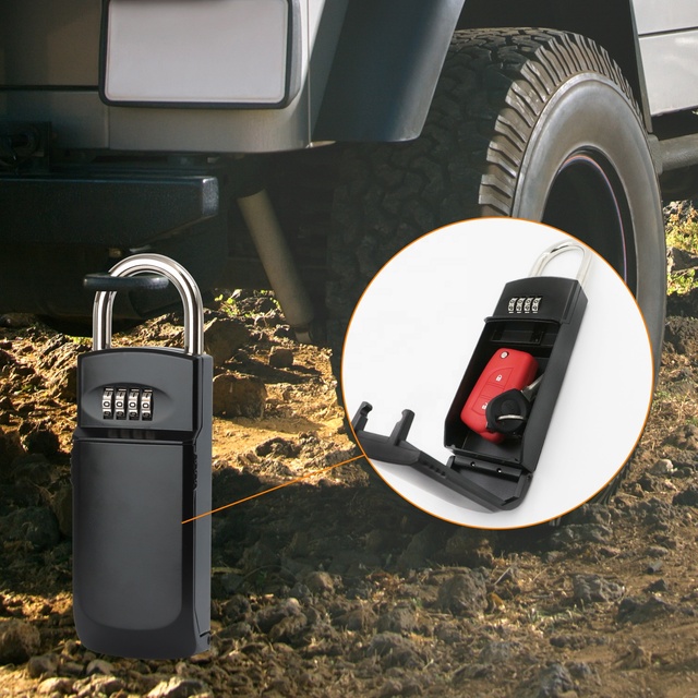 9161 Outdoor Security Portable Lock Box Resettable 4 Digit Combination Code Car Key Safe Box for Surfer