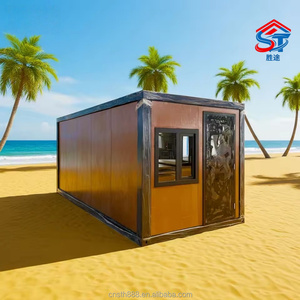 Casa Contenedor Plegable Prefabricada de 20 Pies, Cabaña Costera con Acabado de Madera, Vidrio Aislado, Acero, para Resort Costero, Pequeña, Personalizada, OEM, ODM - Product Image 1