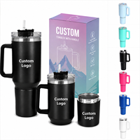 Gobelet isotherme 2-en-1 personnalisé avec logo, 40 oz, en acier inoxydable 304, détachable, avec poignée, paille et couvercle, idéal pour les voyages en extérieur
