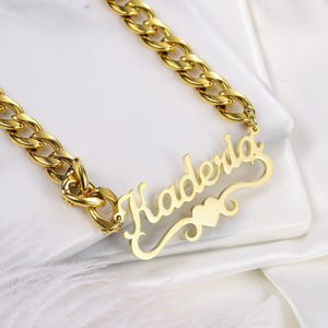 Collar de cadena cubana de 8MM de espesor, collar de acero inoxidable con nombre personalizado para colgante de hip hop, novedad - Product Image 3