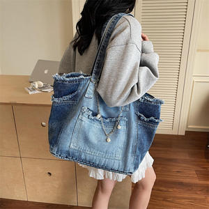 Sac à main en jean bleu foncé, sac à main en jean vintage, sac à main pour femme de grande capacité - Product Image 5