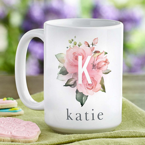 Flor floral Taza inicial personalizada Taza <span class=keywords><strong>de</strong></span> café <span class=keywords><strong>de</strong></span> cerámica para el día <span class=keywords><strong>de</strong></span> <span class=keywords><strong>la</strong></span> <span class=keywords><strong>madre</strong></span> - Product Image 4