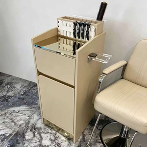 Carrito de Salón Moderno y Minimalista con Cajones y Organizador de Herramientas, Gabinete de Almacenamiento de Madera Beige para Uso en Salones de Belleza - Product Image 1